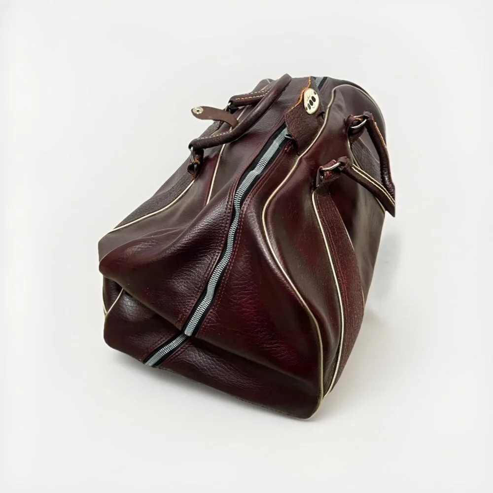 Vintage 1960s PGA Pro Golf Duffel Weekend Bag Burgundy Leather PRO ONLY USA